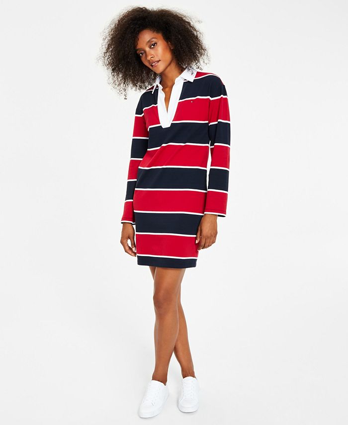 Tommy Hilfiger Women's Rugby Collared Dress Blue Size Large