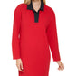 Tommy Hilfiger Women's Johnny Collar Rugby Dress Red Size Large