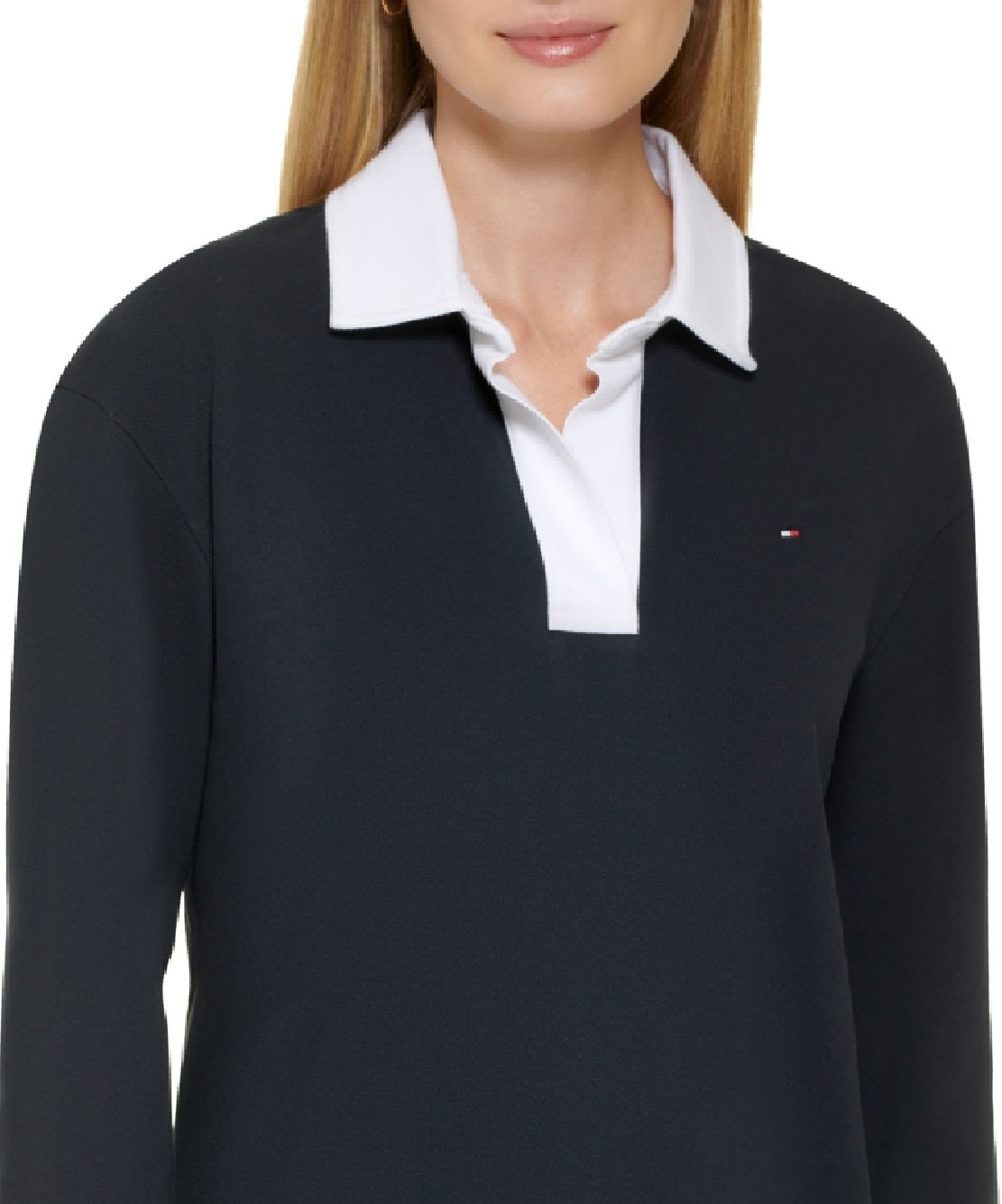 Tommy Hilfiger Women's Johnny Collar Rugby Dress Blue Size Large