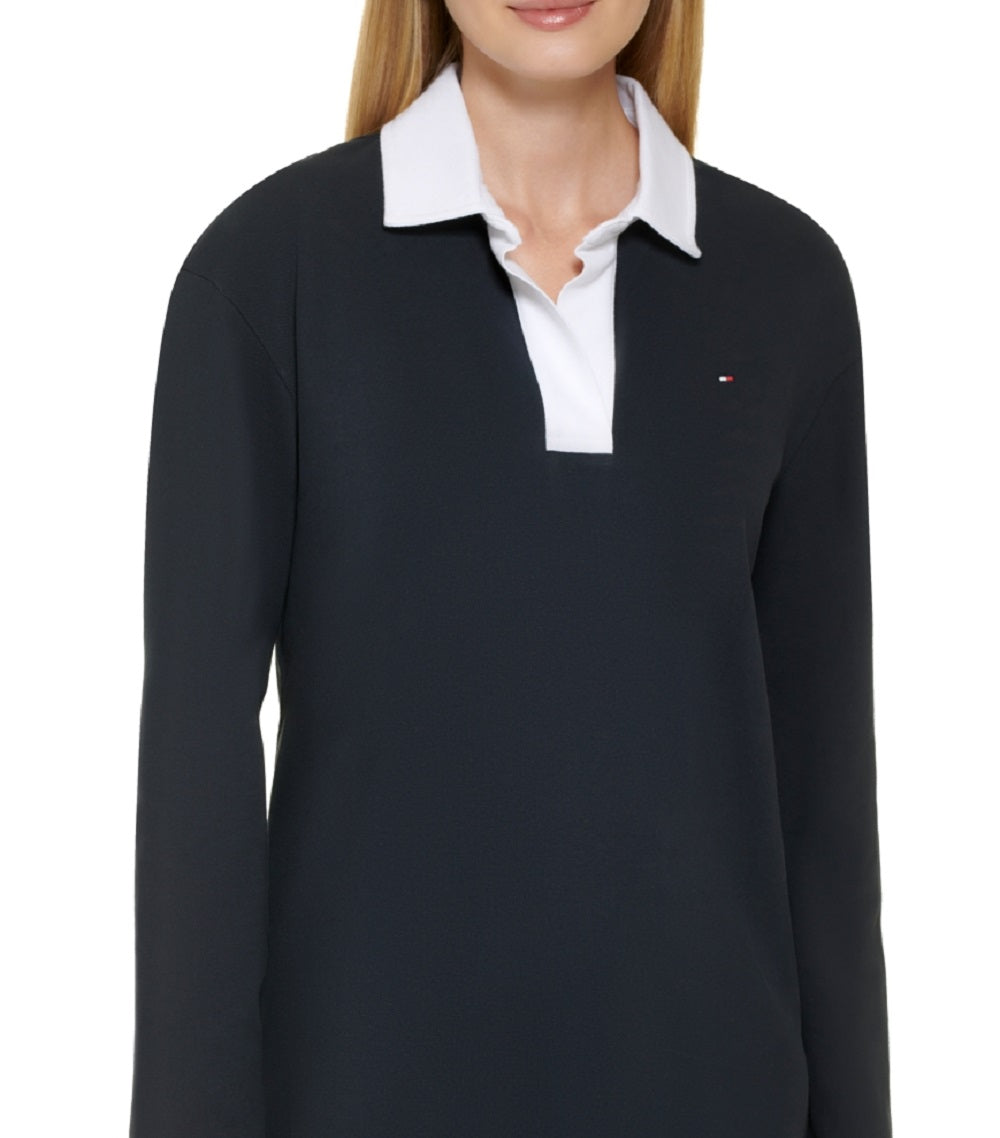 Tommy Hilfiger Women's Johnny Collar Rugby Dress Blue Size Medium