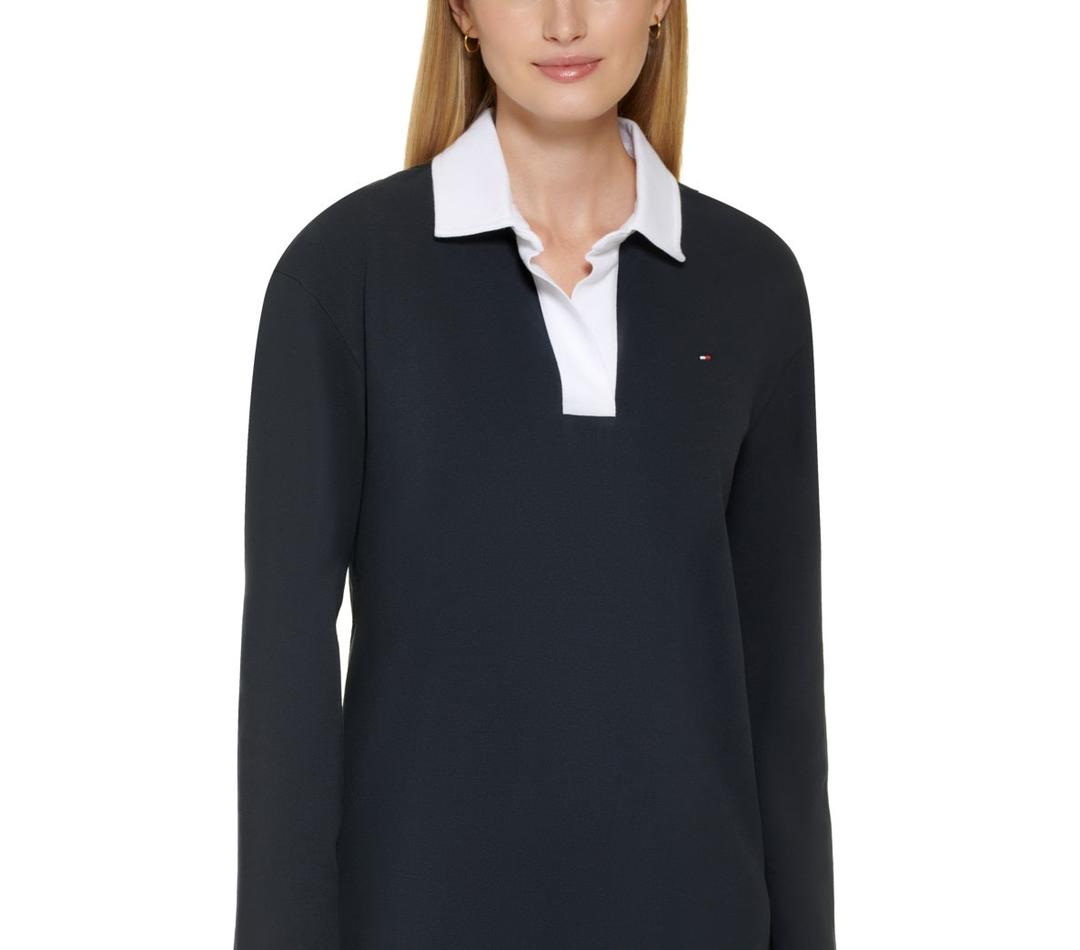 Tommy Hilfiger Women's Johnny Collar Rugby Dress Blue Size Small