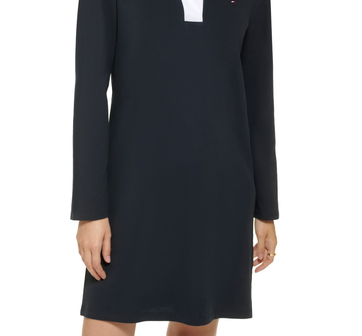 Tommy Hilfiger Women's Johnny Collar Rugby Dress Blue Size Small