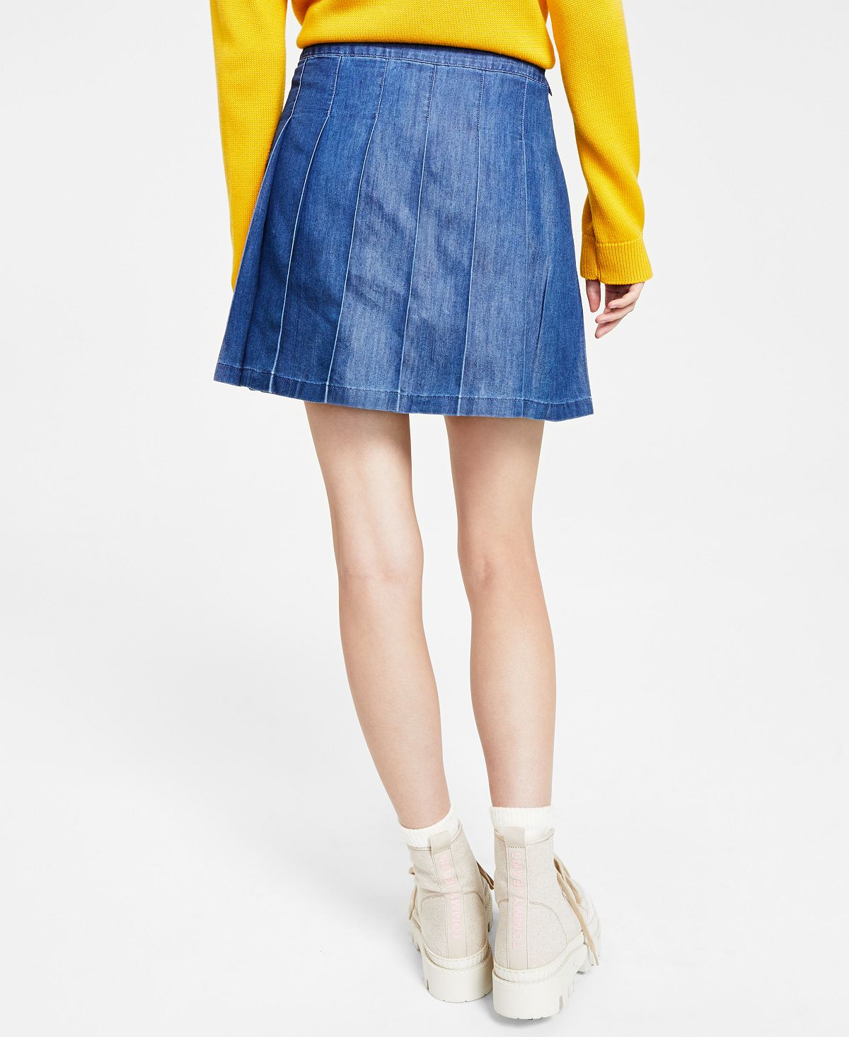 Tommy Jeans Women's Pleated Denim Skirt Blue Size 14