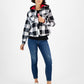 Tommy Jeans Women's Plaid Fleece Lined Hooded Shirt Jacket White Size Small