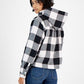 Tommy Jeans Women's Plaid Fleece Lined Hooded Shirt Jacket White Size X-Small