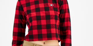 Tommy Jeans Women's Buffalo Plaid French Terry Sweatshirt Black Size Large