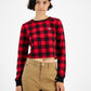 Tommy Jeans Women's Buffalo Plaid French Terry Sweatshirt Red Size X-Small