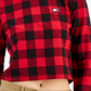 Tommy Jeans Women's Buffalo Plaid French Terry Sweatshirt Red Size X-Small
