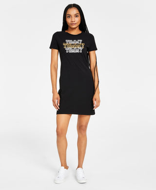 Tommy Jeans Women's Foil Logo Dress Black Size Large