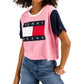 Tommy Jeans Women's Colorblocked Flag Logo T-Shirt Pink Size XL