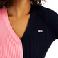 Tommy Jeans Women's V Neck Pullover Colorblock Sweater Black Size Small