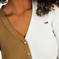Tommy Jeans Women's V Neck Pullover Colorblock Sweater Brown Size Medium