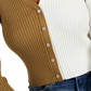 Tommy Jeans Women's V Neck Pullover Colorblock Sweater Brown Size Medium