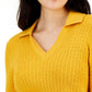 Tommy Hilfiger Women's Cotton Johnny Collar Cable Knit Sweater Yellow