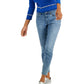 Tommy Hilfiger Women's Cotton Johnny Collar Cable Knit Sweater Blue