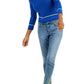 Tommy Hilfiger Women's Cotton Johnny Collar Cable Knit Sweater Blue Size X-Small