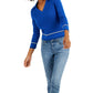 Tommy Hilfiger Women's Cotton Johnny Collar Cable Knit Sweater Blue Size X-Small
