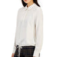 Tommy Hilfiger Women's Tie Hem Roll Tab Lurex Check Top White Size Small