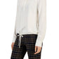 Tommy Hilfiger Women's Tie Hem Roll Tab Lurex Check Top White Size Small