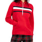 Tommy Hilfiger Women's Front Pocket Logo Pullover Hooded Sweatshirt Red Size XX-Large
