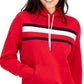 Tommy Hilfiger Women's Front Pocket Logo Pullover Hooded Sweatshirt Red Size XX-Large
