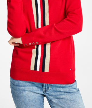 Tommy Hilfiger Women's Global Cable Stella Sweater Red Size X-Large