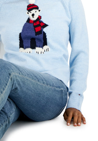 Tommy Hilfiger Women's Polar Bear Graphic Sweater Blue Size Small