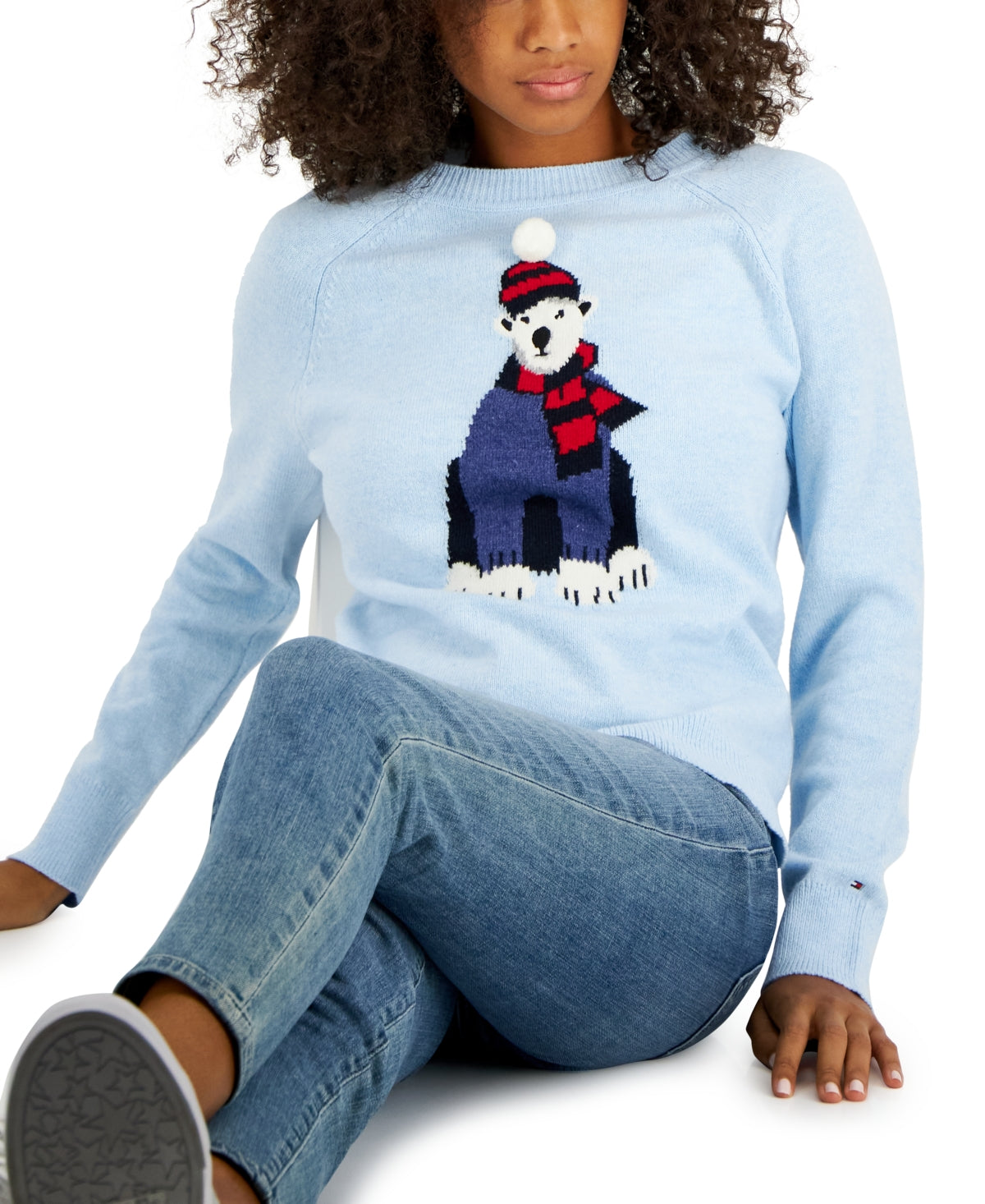 Tommy Hilfiger Women's Polar Bear Graphic Sweater Blue Size Small
