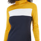 Tommy Hilfiger Women's Cotton Turtleneck Colorblocked Long Sleeve Top Yellow Size X-Large