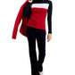 Tommy Hilfiger Women's Cotton Turtleneck Colorblocked Long Sleeve Top Blue