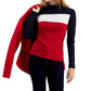 Tommy Hilfiger Women's Cotton Turtleneck Colorblocked Long Sleeve Top Blue Size Large