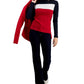 Tommy Hilfiger Women's Cotton Turtleneck Colorblocked Long Sleeve Top Blue Size Small