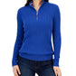 Tommy Hilfiger Women's Cotton Mock Turtleneck Cable Knit Sweater Blue Size Medium