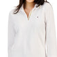Tommy Hilfiger Women's Striped Johnny Collar 3/4 Sleeve Polo Top White Size XX-Large