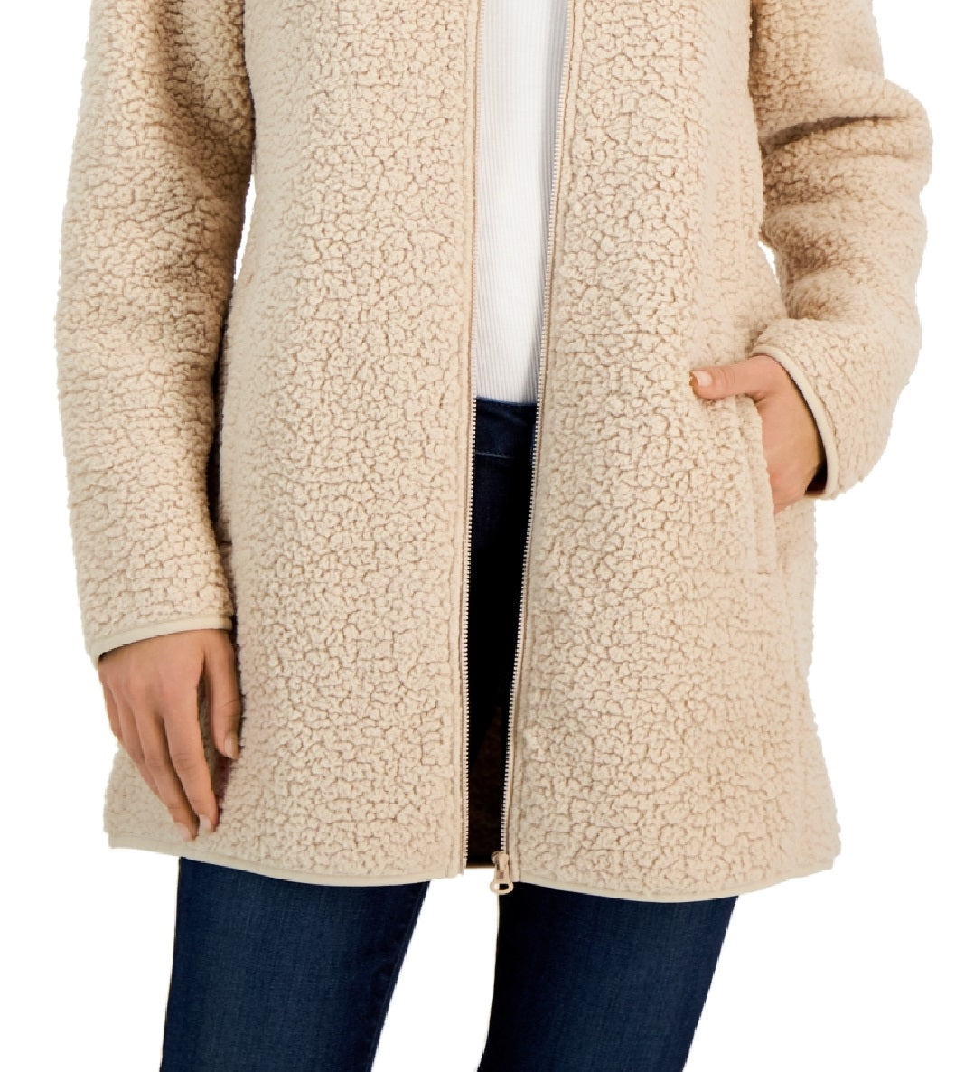 Tommy Hilfiger Women's Hooded Fleece Zip Up Jacket Brown Size X-Small