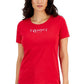 Tommy Hilfiger Women's Crew Neck Rhinestone Embellished T-Shirt Red Size X-Small