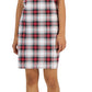 Tommy Hilfiger Women's Plaid Metallic Trim V Neck Dress White