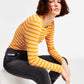 Tommy Jeans Women's Back Cutout Striped Ribbed Top Yellow Size Large