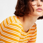 Tommy Jeans Women's Back Cutout Striped Ribbed Top Yellow Size Large