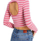 Tommy Jeans Women's Back Cutout Striped Ribbed Top Pink Size X-Large