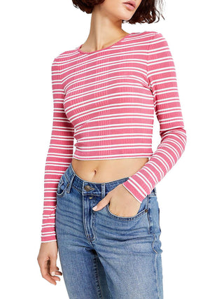 Tommy Jeans Women's Back Cutout Striped Ribbed Top Pink Size Large