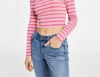 Tommy Jeans Women's Back Cutout Striped Ribbed Top Pink Size X-Small