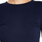 Tommy Jeans Women's Back Cutout Ribbed Long Sleeve Top Blue Size Large
