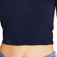 Tommy Jeans Women's Back Cutout Ribbed Long Sleeve Top Blue Size Medium