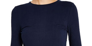 Tommy Jeans Women's Back Cutout Ribbed Long Sleeve Top Blue Size Small