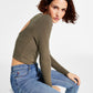Tommy Jeans Women's Back Cutout Ribbed Long Sleeve Top Gray Size Small