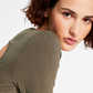 Tommy Jeans Women's Back Cutout Ribbed Long Sleeve Top Gray Size Small