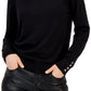 Tommy Hilfiger Women's Solid Buttoned Cuff Stella Sweater Black