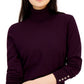 Tommy Hilfiger Women's Solid Buttoned Cuff Stella Sweater Purple Size Large