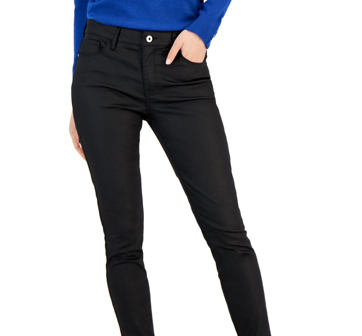 Tommy Hilfiger Women's Coated Skinny Ankle Jeans Black Size 10